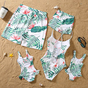 Ensemble de maillots de bain en polyester assortis pour la famille, pour mère et fille, bébés filles et garçons, pour l'automne, l'été et le printemps, manches courtes - Product Image 5