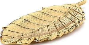 Le plateau de vanité de plaque d'affichage de ton d'or de style antique de bibelot de plume en métal d'or est un article décoratif et fonctionnel - Product Image 2