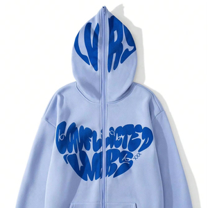 High Quality 100% Cotton Blended Thermal <b>Full</b> Face <b>Zip</b>-up <b>Hoodie</b> Oversized Fashion for Puff Print Fully Customizable for Winter - Product Image 1