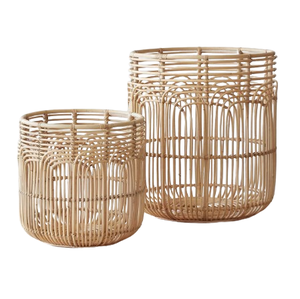 Panier de rangement en rotin arrondi sur mesure panier de rangement indien populaire fabriqué à la main avec poignée paniers de rangement multifonctionnels - Product Image 4