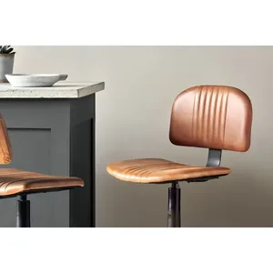 Silla de Bar Moderna de Cuero Sintético Color Bronceado Envejecido con Estructura de Hierro para Hogar, Bar, Cocina y Uso en Exteriores LBC-01 - Product Image 3