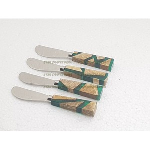 Couverts cuillère fourchette en acier inoxydable dernier cri avec manche en bois et résine époxy Couverts fabriqués en acier inoxydable - Product Image 5