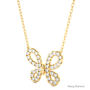 0.32 CTW Round Cut Lab Grown Diamond Pendant Yellow Gold <b>Butterfly</b> Shape Anniversary Gift for Her CVD Diamond <b>Charm</b> - Product Image 2