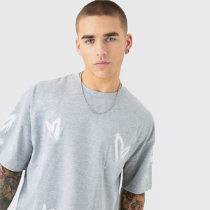 ชุดกางเกงขาสั้นและเสื้อยืดผ้าฝ้าย100% พิมพ์ลายพัฟชุดแฝดทรงหลวมขนาดใหญ่สำหรับผู้ชาย - Product Image 5