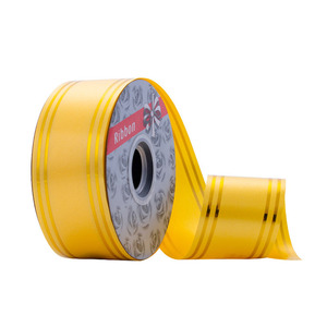 Polypropylene rõ ràng Poly Ribbon CuộN <span class=keywords><strong>PP</strong></span> Ribbon với dòng vàng gói Quà Tặng Lễ hội trang trí hoa ruy băng cuộn - Product Image 2