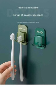Secure <b>Adhesive</b> Toothbrush Organizer <b>Wall</b> Mount Solutions for Bathroom and Kitchen Storage Easy Installation Punch Free Design - Product Image 3