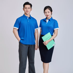 Men's Solid Short Sleeve 200g Contrast Collar Button for <b>Shirt</b> <b>Royal</b> <b>Blue</b> Polyester Knit Wrinkle-Resistant Casual - Product Image 1