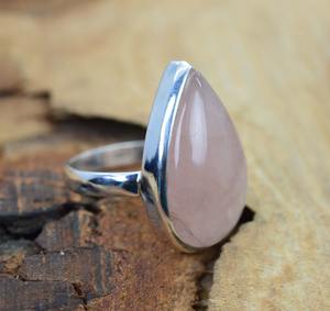 Quartz rose bague en pierres précieuses bijoux pour femmes argent Boho Style bijoux 925 argent Sterling tendance bague faite à la main cadeau pour elle - Product Image 2