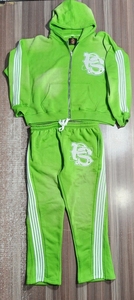 Sweat à capuche zippé surdimensionné vintage pour hommes en coton délavé à l'acide avec technique de bouffée Distressed Streetwear Boxy Fit - Product Image 2