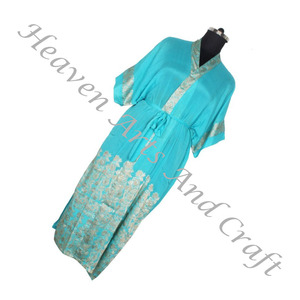 KL003 Vintage Sari Kimono Long Beachwear <b>Cardigan</b> Women's Sleepwear with Retro Style - Product Image 4