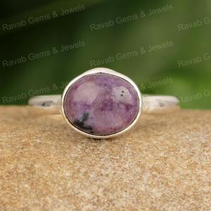 Genuine Lepidolite Stone <b>Ring</b> <b>for</b> <b>Women</b> Hot Selling 925 Sterling Silver Unique 10x14mm Oval Shape <b>Fashionable</b> Gemstone Jewelry - Product Image 3