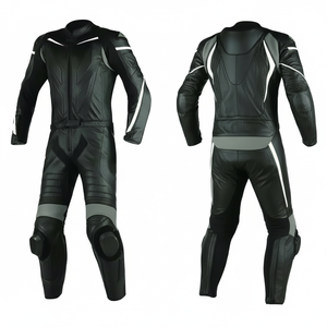 Veste de moto en cuir noir imperméable pour homme adulte, vêtements de sport, texture en fibre de carbone cousue, épaule moulée par injection en TPU - Product Image 1