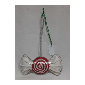 New Unique And High Demanding Handmade <b>Silver</b> Zari Embroidery And Beaded Work Christmas Festival Decoration And Gifting Ornament - Product Image 1