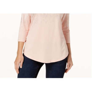 T-shirt Stampata Beige da Donna JM Collection, Leggera e Traspirante in Cotone Lavorato a Maglia, Vestibilità Aderente dalla Taglia XS alla XL - Product Image 3