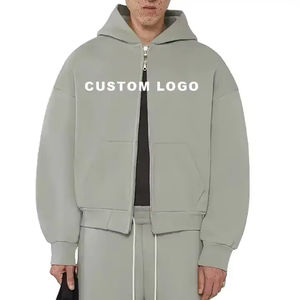 เสื้อฮู้ดแบบมีซิปสองทางสำหรับผู้ชายเสื้อฮู้ดผ้าเฟรนช์เทอร์รี่หนาพิมพ์โลโก้ที่กำหนดเอง - Product Image 2