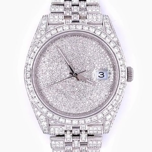 Reloj de diamantes Mossinate blanco con logotipo personalizado de calidad superior con correa de acero inoxidable para hombres disponible al mejor precio - Product Image 3