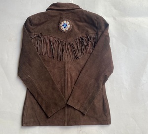 2024 veste en cuir pour femme avec perles et franges unisexe en daim véritable, conception solide coupe-vent - Product Image 4