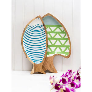 Ensemble de 2 Plateaux en Bois avec Meena Work Différentes Tailles pour Dessert aux Fruits Forme Personnalisée Hôtel Ware Salade de Table - Product Image 6