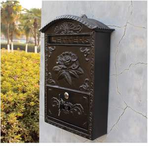 Revêtement antirouille Boîte aux lettres murale en métal vintage Boîte aux lettres en laiton moulé Boîte aux lettres antique - Product Image 4