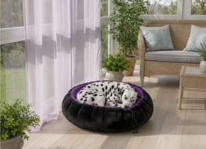 Amistar CozyNest Classic Deluxe Round <b>Dog</b> & Cat Bed XL Luxury Faux Fur with Deep Violet Plush Heating - Product Image 2