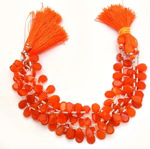 Natural <b>Red</b> Onyx 8x12mm Fancy Cut Pear Gemstone Faceted Pear Briolette 8inch Strand Loose <b>Beads</b> - Product Image 2