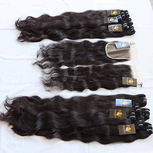 Mèches de cheveux humains vierges indiens bruts de Grade 12a avec fermeture en dentelle, cuticule brésilienne vierge en vison, cheveux alignés, 100% - Product Image 1