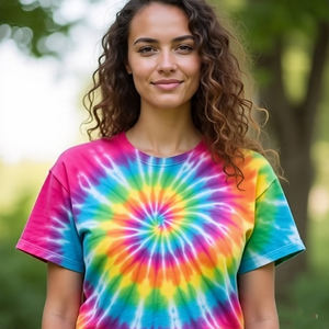 Mujer cuello redondo 100% Tie Dye sublimación camisetas señoras deportes Jogging Fitness Wear camisetas de manga corta para mujer - Product Image 4