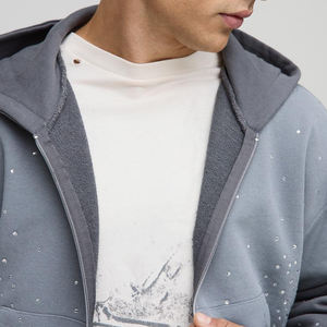 Nouvel Arrivage Survêtement Homme Hiver Chaud Décontracté Uni à Strass avec Capuche Grande Taille Coton Respirant Logo Personnalisé Haute Qualité - Product Image 6
