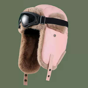 Sombrero clásico con orejeras de felpa impermeable, gran oferta, sombrero de piloto de Aviador trampero de cuero de invierno, piel sintética para hombres y mujeres - Product Image 5