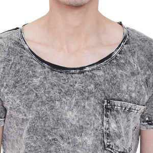 เสื้อยืดผู้ชายดีไซน์ใหม่ ล้างสีแบบแอซิด ผ้าฝ้ายถัก 100% แฟชั่นสไตล์ทางการ สำหรับใส่กลางแจ้ง ขายส่งราคาถูก - Product Image 2