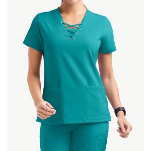 Cómodos trajes de fregado elásticos para mujer, Top con cuello en V, Pantalón recto con cordón, uniforme médico personalizable, venta al por mayor, conjunto de fregado a granel - Product Image 6
