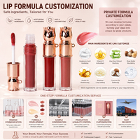Gloss à lèvres de luxe à la rose, marque privée, logo personnalisé, imperméable, longue tenue, rouge à lèvres liquide mat, gloss à lèvres végétalien, OEM