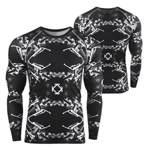 Nouveau design personnalisé vente en gros à manches longues Compression Mma Bjj Rash Guard formation musculation Subli