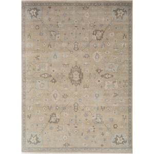 Tapis en laine noués à la main Erbe, beige et marron, motifs médaillon rectangulaires en puzzle, pour la maison - pour salon, couloir, entrée, chambre - Product Image 1