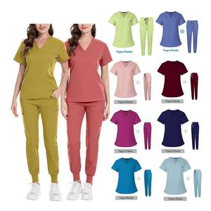 Uniformes d'hôpital gommages personnalisés gommages médicaux infirmière à manches courtes haut Joggers gommages porter Stretch Slim Fit infirmière uniforme - Product Image 1
