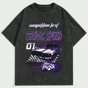 T-shirt vintage pour hommes Acid Wash Summer Cotton T Shirt Solid Color Custom Design O-neck T-shirt Casual Wear - Product Image 1