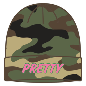 Gorro de Punto con Estampado de Camuflaje para Mujer, Ropa de Hermandad Universitaria, Estilo Griego, Rosa y Verde - Product Image 1