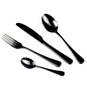 Cubiertos negros para bodas, 4 Uds., cuchillo, tenedor, cuchara, producto de alta calidad, cubiertos de acero con espejo, juego de cubiertos dorados - Product Image 4
