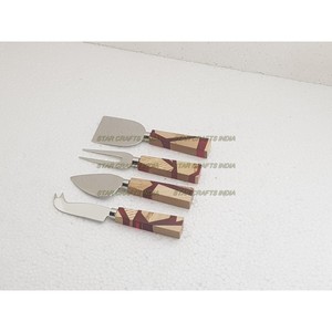 Juego de Cubiertos de Acero Inoxidable con Mango de Madera de Resina Epoxi - Product Image 4