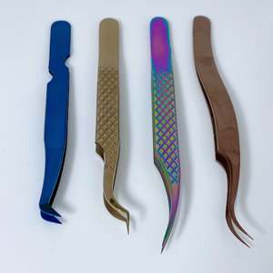 Pince à cils en acier inoxydable de haute qualité Plasma couleur or rose pointe droite incurvée - Product Image 1