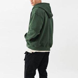 2025 gros haute qualité 100% coton lavage à l'acide à capuche pour hommes poids lourd fermeture éclair conception goutte épaule Style Vintage - Product Image 6