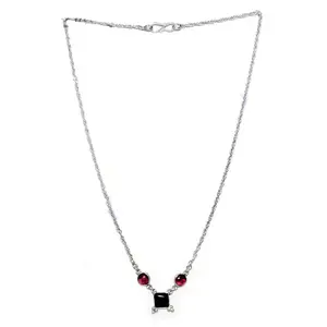 925 Silver Necklace with <b>Garnet</b> Gemstone <b>Pendant</b> Rose Gold and Gold Plated Classic Trendy Style for Women for Engagement Gift - Product Image 3