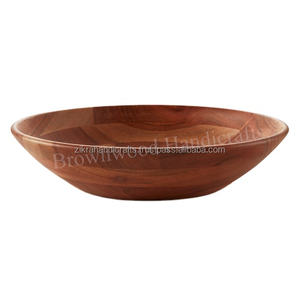Cuencos de madera de diseño fresco para servir comida, madera Natural pulida y brillante, ideal para fiesta festiva, restaurante y cocina - Product Image 5
