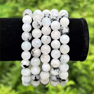 Wholesale Natural Rainbow Moonstone Beaded Polished Bracelet Handmade Stretch Crystal <b>Healing</b> Jewelry Love For Women And Men - Product Image 4