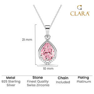 NOVAMART Fine Platinum Rhodium-Plated Water Drop <b>Pendant</b> with Emerald Cut Zircon & <b>Opal</b> Stones Wholesale Export - Product Image 5