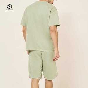 Ensemble short décontracté unisexe élégant pour homme 2 pièces T-Shirt à épaules tombantes Short à manches courtes et cordon de serrage pour homme - Product Image 4