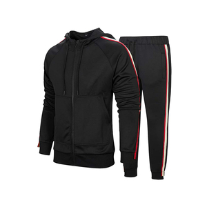 Survêtements pour hommes à rayures, prix bas, haute qualité, 2 pièces, OEM, col à capuche, avec poches avant, meilleur ensemble de jogging, tenues tendance - Product Image 1