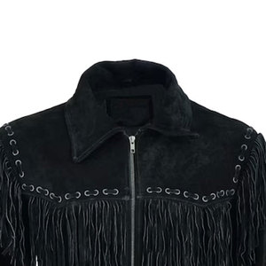 Best Selling High Quality Customized Men's Leather <b>Fringe</b> <b>Jacket</b> Tassel Breathable Quick Dry OEM Service for Winter Street Wear - Product Image 2