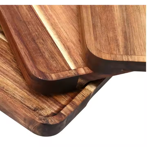 Crescent Crafts, venta al por mayor, rectángulo, madera de acacia Natural maciza, bandeja para servir, platos de madera para servir, lavavajillas, media luna - Product Image 2