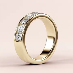 Customizable 14K Gold Plated 3mm 2 Carat Original Moissanite Ring Yellow and White for Wedding Anniversary or Parties - Product Image 3